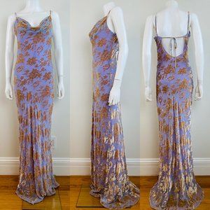 New With Tags Rat & Boa Athena Devore Silk Velvet Bias Maxi Dress Medium
